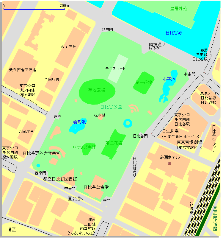 日比谷公園心字池の地図