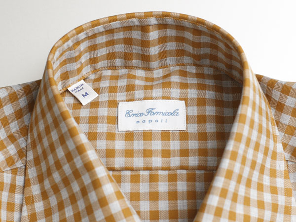 オレンジチェックシャツのコーディネート Errico Formicola 壊れかけの服飾雑記
