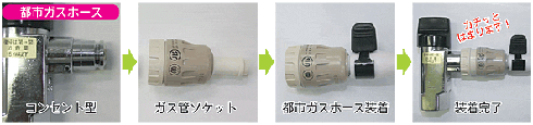 コンセント型元栓のホース取り付け方法
